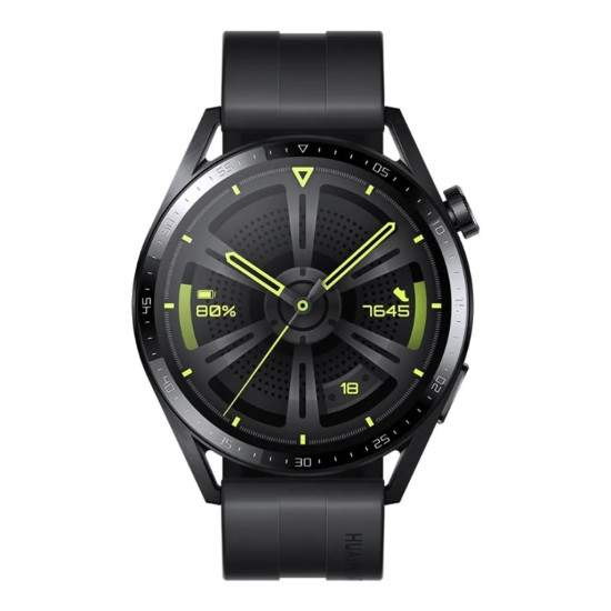 Huawei Watch GT 3 Active 46mm Stainless Steel Case & Silicone Strap Black