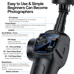 Τηλεσκοπικό Γκίμπαλ 3 αξόνων με ράβδο για selfie (Μαύρο)