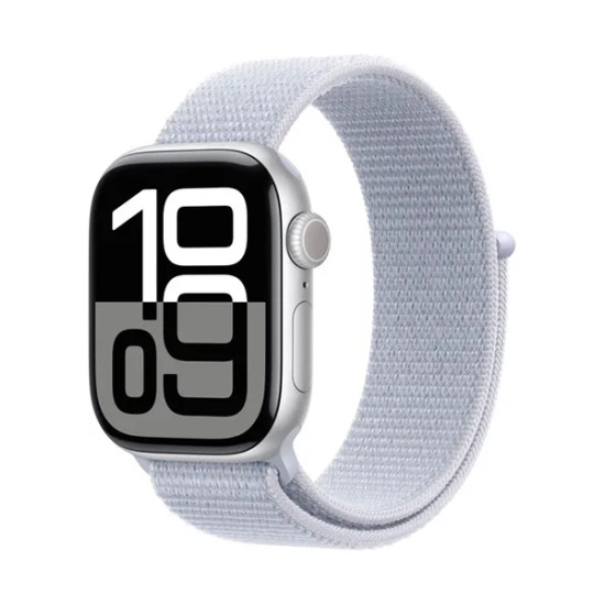 Apple Watch Series 10 GPS 46mm Silver Aluminium Case with Blue Cloud Sport Loop