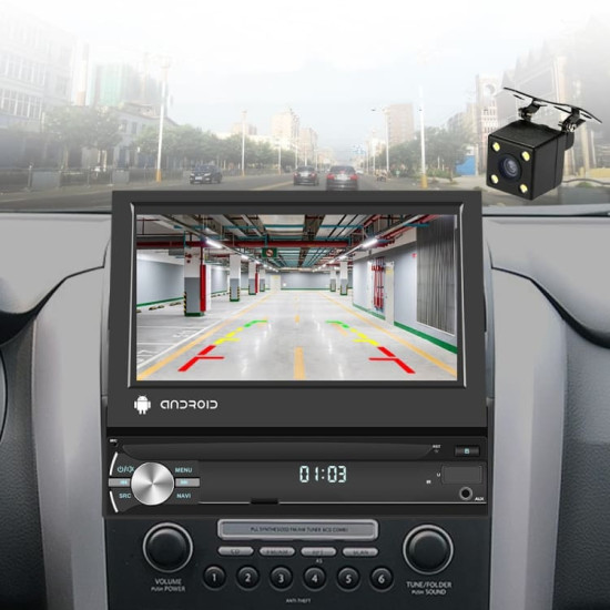 Οθόνη Αυτοκινήτου Android 1-DIN Αναδιπλούμενη (Flip-Out) 7" με Bluetooth, GPS Navigation & Κάμερα Οπισθοπορείας