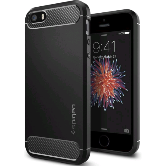 Spigen Θήκη Rugged Armor iPhone 5/5S/SE Tough - Black (041CS20167)