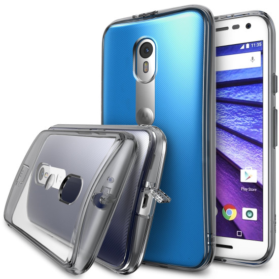 Ringke (Fusion) Θήκη Motorola Moto G 3rd Gen PC με TPU Bumper + Screen Protector - Clear/Smoke Black (8585)
