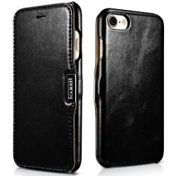 iCarer Vintage Series Side-Open Δερμάτινη Θήκη Apple iPhone SE 2022 / 2020 / 8 / 7 - Black (RIP702BL)