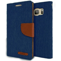 Θήκη Canvas Book Lenovo Vibe X3 - Πορτοφόλι (9432) - Μπλέ/Καφέ - OEM