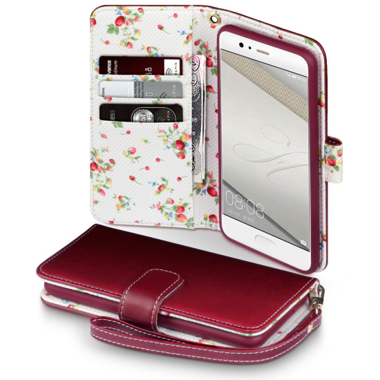 Terrapin Θήκη - Πορτοφόλι Huawei P10 - Red Floral (117-083-111)