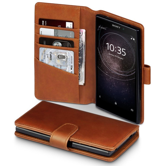 Terrapin Δερμάτινη Θήκη - Πορτοφόλι Sony Xperia L2 - Cognac (117-005-561)