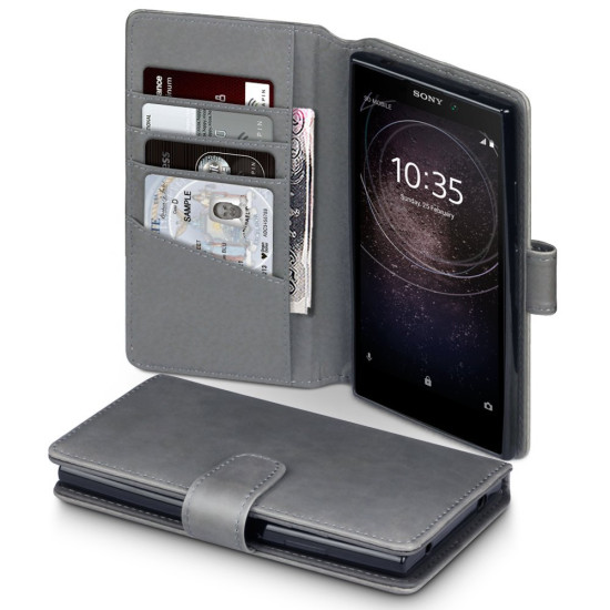 Terrapin Δερμάτινη Θήκη - Πορτοφόλι Sony Xperia L2 - Grey  (117-005-562)