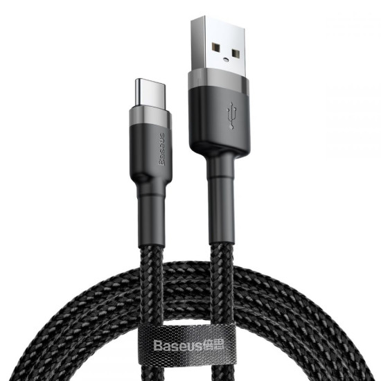 Baseus Καλώδιο Φόρτισης και Μεταφοράς Δεδομένων USB σε Type-C 50cm - Grey / Black (CATKLF-AG1)