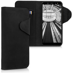 Kalibri Δερμάτινη Suede Θήκη - Πορτοφόλι  Samsung Galaxy A6 (2018) -  Black (45252.01)
