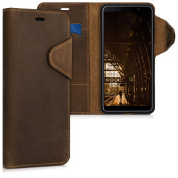 Kalibri Δερμάτινη Suede Θήκη - Πορτοφόλι  Samsung Galaxy A7 (2018) -  Brown (46602.05)