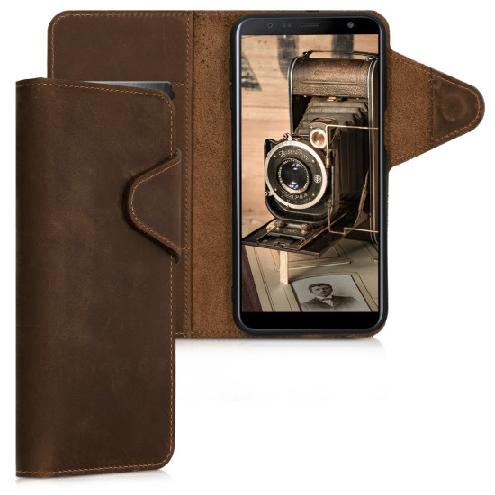 Kalibri Δερμάτινη Suede Θήκη - Πορτοφόλι Samsung Galaxy J6 Plus - Καφέ (46604.05)