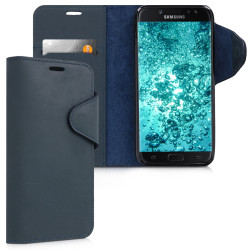 Kalibri Δερμάτινη Suede Θήκη - Πορτοφόλι  Samsung Galaxy J7 (2017) -  Dark Blue (42897.17)