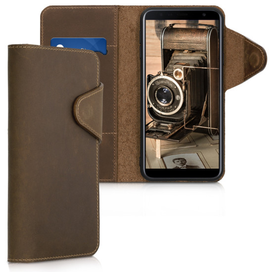 Kalibri Δερμάτινη Suede Θήκη - Πορτοφόλι Samsung Galaxy J4 Plus - Brown (46603.05)