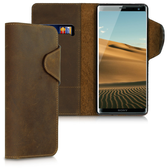 Kalibri Δερμάτινη Suede Θήκη - Πορτοφόλι Sony Xperia XZ3 - Brown (45963.05)