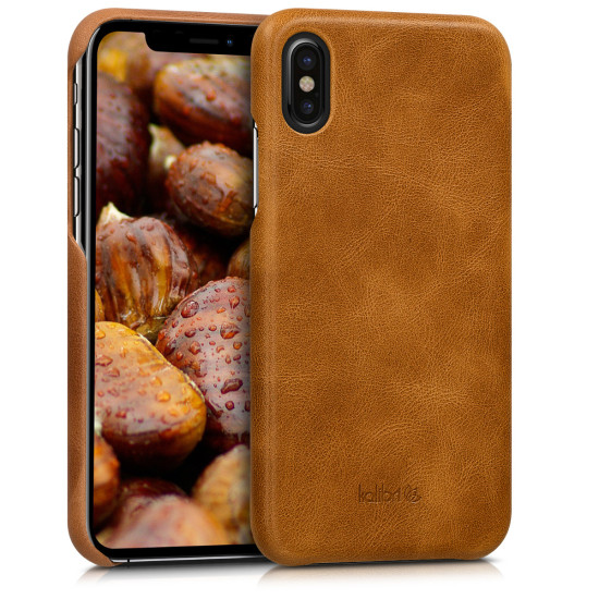 Kalibri Σκληρή Δερμάτινη Θήκη iPhone X - Ανοιχτό καφέ (42516.83)