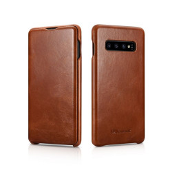 iCarer Vintage Series Side-Open Δερμάτινη Θήκη Samsung Galaxy S10 Plus - Brown (RS992005-BN)