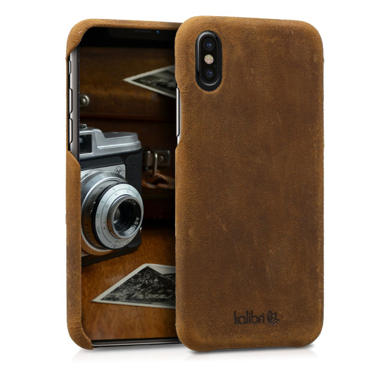 Kalibri Σκληρή Δερμάτινη Θήκη Apple iPhone X - Brown (42516.05)