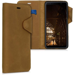 Kalibri Δερμάτινη Suede Θήκη Πορτοφόλι Samsung Galaxy A7 2018 - Light Brown (46602.24)