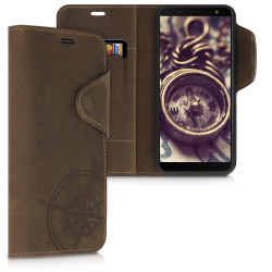 Kalibri Δερμάτινη Suede Θήκη - Πορτοφόλι Samsung Galaxy J6 - Brown (47910.01)