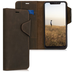 Kalibri Δερμάτινη Suede Θήκη - Πορτοφόλι Xiaomi Redmi Note 6 Pro - Brown (47627.05)