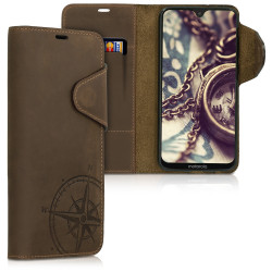 Kalibri Δερμάτινη Suede Θήκη - Πορτοφόλι Motorola Moto G7 / Moto G7 Plus - Brown (47651.01)