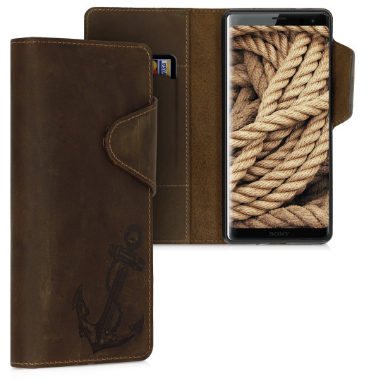 Kalibri Δερμάτινη Suede Θήκη - Πορτοφόλι Sony Xperia XZ3 - Brown (46668.02)
