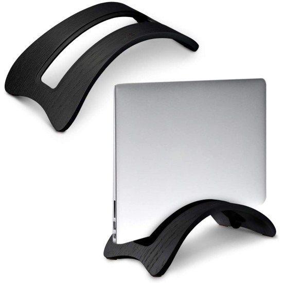 Kalibri Elegant Wooden Laptop Stand - Ξύλινη Βάση για Macbook & 3 Ένθετα Σιλικόνης - Oak Wood / Black (35474.01)