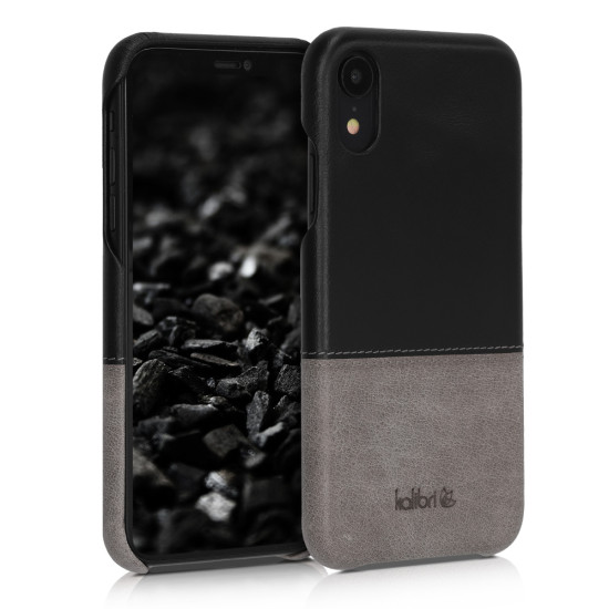 Kalibri Σκληρή Δερμάτινη Θήκη iPhone XR - Black / Grey (48878.01)