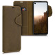 Kalibri Δερμάτινη Suede Θήκη - Πορτοφόλι Motorola One Vision - Brown (48851.05)