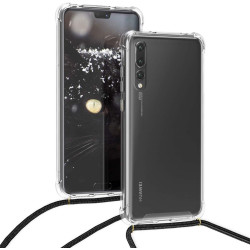 KWmobile Διάφανη Θήκη Σιλικόνης με Λουράκι Λαιμού - Huawei P20 Pro - Transparent / Black (48856.03)