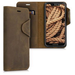 Kalibri Δερμάτινη Suede Θήκη - Πορτοφόλι Motorola Moto G7 Play - Brown ( 49297.05 )