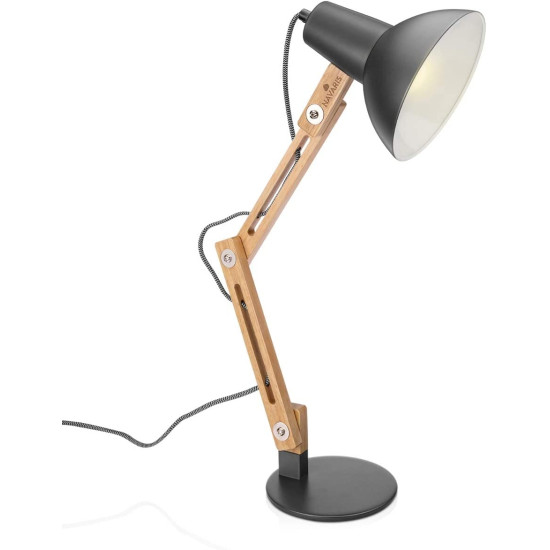 Navaris Wooden Desk Lamp - Επιτραπέζιο Φωτιστικό από Ξύλο - Brown / Grey (49125.22)
