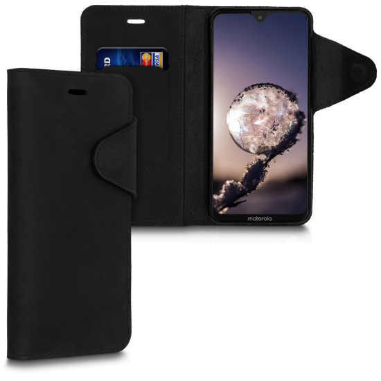 Kalibri Δερμάτινη Suede Θήκη - Πορτοφόλι Motorola Moto G7 - Black (47650.01)