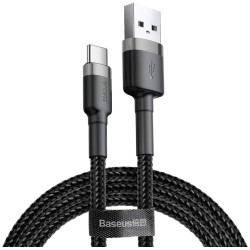Baseus Καλώδιο Φόρτισης και Μεταφοράς Δεδομένων USB σε Type-C - 2A - 300cm - Grey/Black (CATKLF-UG1)