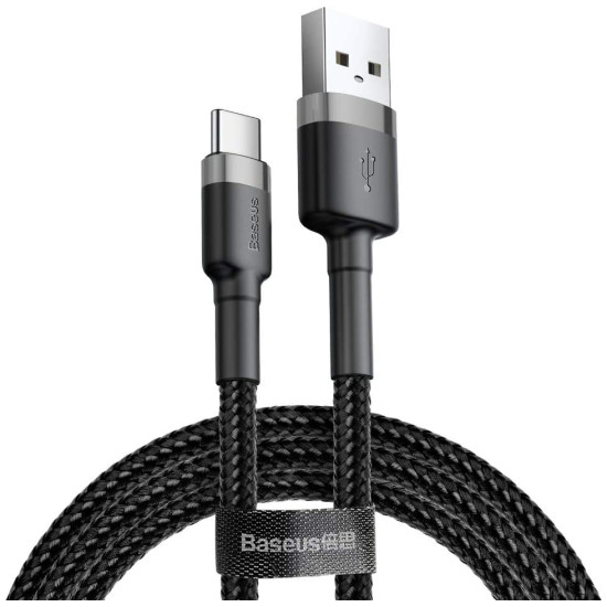 Baseus Καλώδιο Φόρτισης και Μεταφοράς Δεδομένων USB σε Type-C - 2A - 300cm - Grey/Black (CATKLF-UG1)