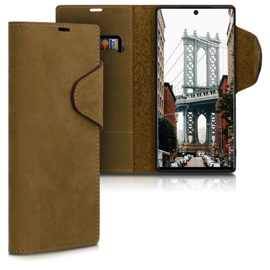 Kalibri Δερμάτινη Suede Θήκη - Πορτοφόλι Samsung Galaxy Note 10 - Brown (49280.05)