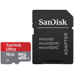 SanDisk Κάρτα Μνήμης Ultra microSDHC 16GB Class 10 98MB/s UHS-I Με Αντάπτορα - Grey / Red (SDSQUAR-016G-GN6MA)