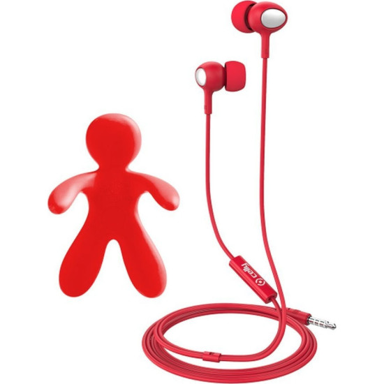 Celly Cesare & Augusto Car Freshner Bundle / Stereo Earphones - Σετ Handsfree Ακουστικά / Αρωματικό Αυτοκινήτου - Red (CESAREAUGUSTORD)