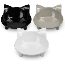 Navaris Cat Bowls with Ears Set of 3 - Σετ με 3 Μπολ Φαγητού και Νερού σε Σχήμα Γάτας - Black / Grey / White (50737.03)