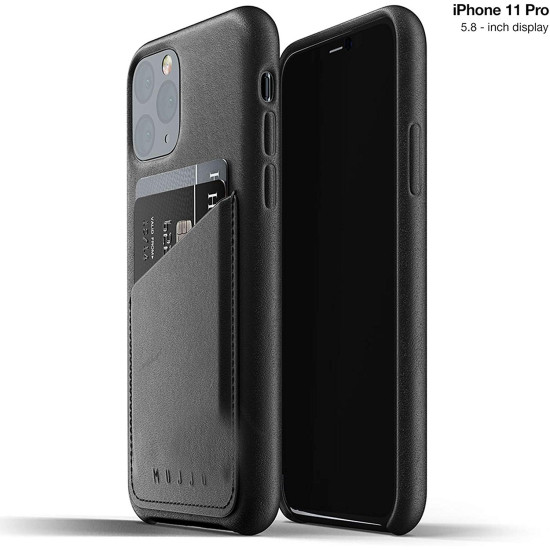 MUJJO Full Leather Wallet Case - Δερμάτινη Θήκη-Πορτοφόλι iPhone 11 Pro - Black (MUJJO-CL-002-BK)