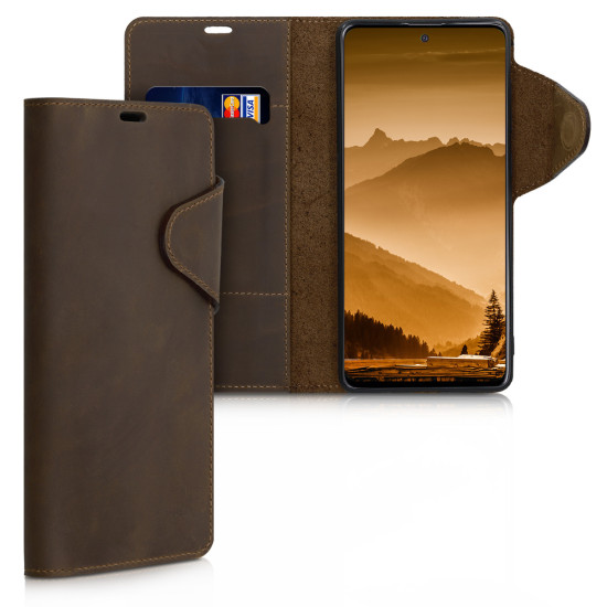 Kalibri Δερμάτινη Suede Θήκη - Πορτοφόλι Samsung Galaxy A51 - Brown (51290.05)