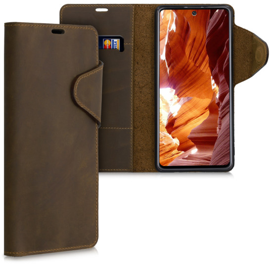 Kalibri Δερμάτινη Suede Θήκη - Πορτοφόλι Samsung Galaxy A71 - Brown (51291.05)