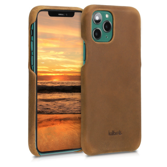 Kalibri Σκληρή Δερμάτινη Θήκη iPhone 11 Pro - Smooth Genuine Leather Hard Case - Light Brown (49736.24)