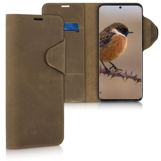 Kalibri Δερμάτινη Suede Θήκη - Πορτοφόλι Samsung Galaxy S20 Ultra - Brown (51446.05)
