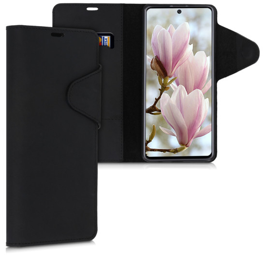 Kalibri Δερμάτινη Suede Θήκη - Πορτοφόλι Samsung Galaxy A71 - Black (51291.01)