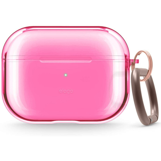 Elago AirPods Pro Clear TPU Hang Case - Ημιδιάφανη Θήκη για AirPods Pro 1st Gen - Neon Hot Pink (EAPPCL-HANG-NHPK)