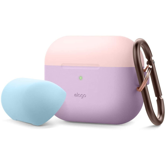 Elago AirPods Pro DUO Hang Case - Θήκη Με Διπλό Καπάκι AirPods Pro 1st Gen - Lavanda / Pastel Pink - Blue (EAPPDH-LV-LPKPBL)