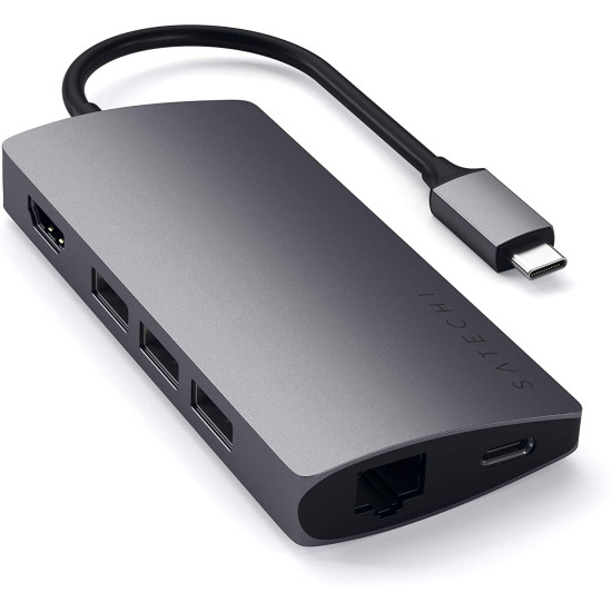 Satechi Type-C USB 4K Multiport Adapter Hub V2 - Mε 1x USB Type-C / 3x USB 3.0 / 1x HDMI / 1x Micro SD / SD / 1x Ethernet - Space Grey (ST-TCMA2M)