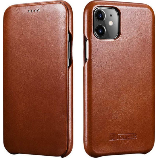 iCarer Vintage Curved Edge Folio - Δερμάτινη Θήκη iPhone 11 - Brown (RIX1102-BN)