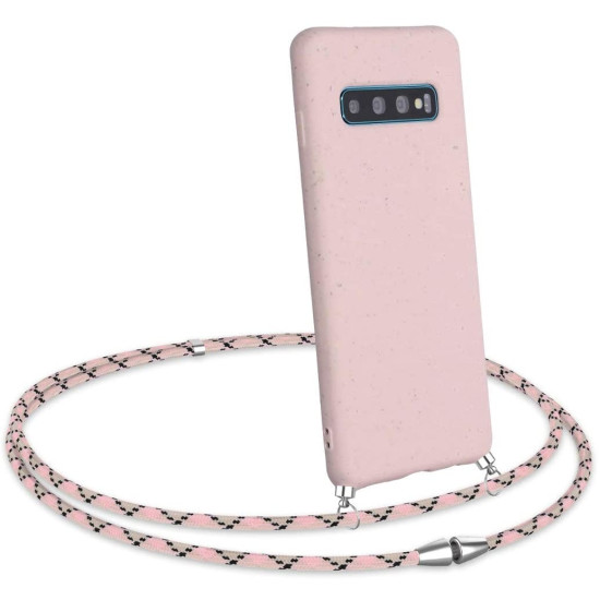 Kalibri Θήκη Σιλικόνης & Eco-Friendly Natural Wheat Straw με Λουράκι Λαιμού Samsung Galaxy S10 - Light Pink (52379.33)